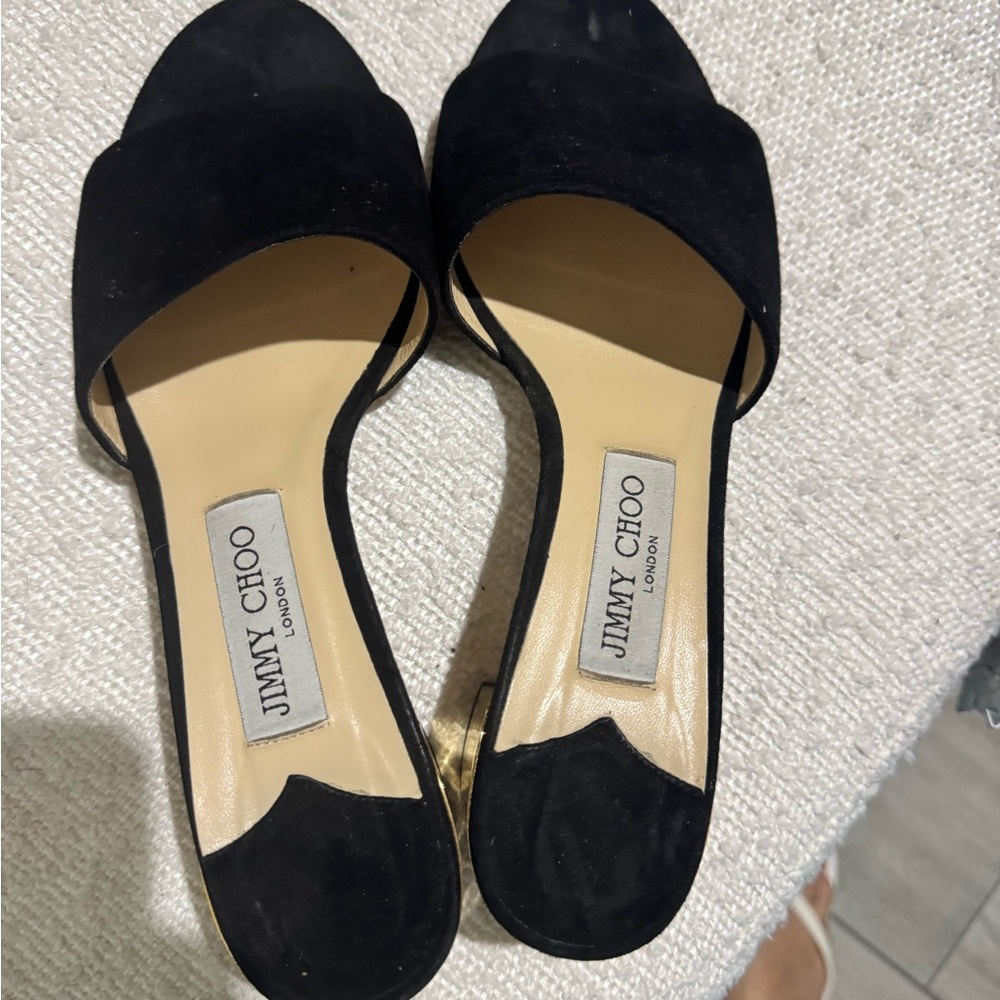 Jimmy Choo Black Open-Toe Heels